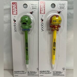 New in package Yoobi Marvel Squishy Character Top Ball Point Pens Lot